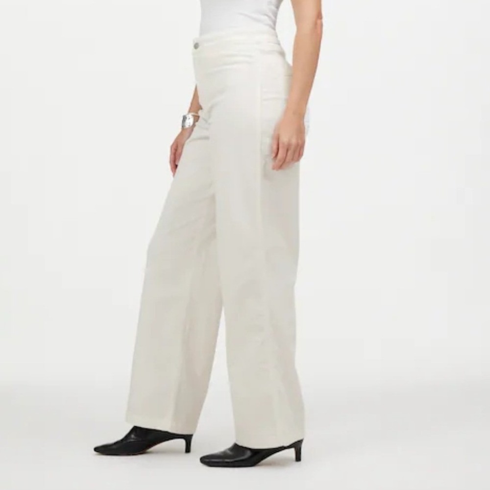 Madewell Emmett Wide-Leg Corduroy Pants‎ Winter White Welt Pocket 25